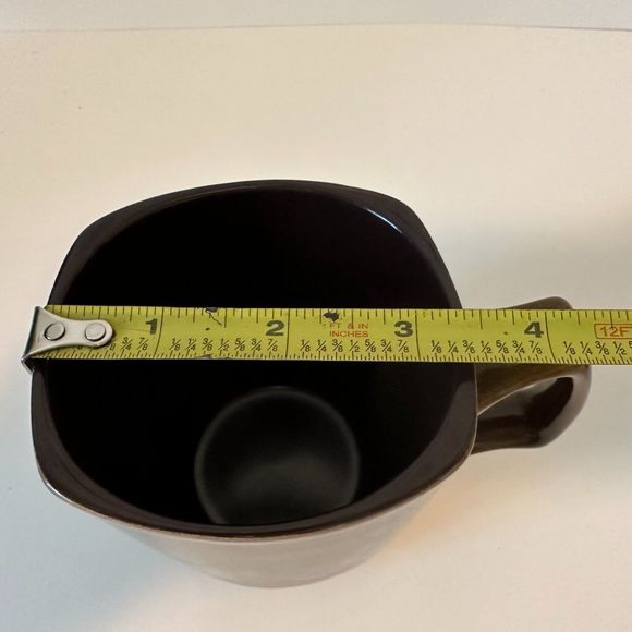 SIMPLE DINING-Square Stoneware, coffee Cup/Mugs. Floral Brown/Green 4" set of 2. - Picture 10 of 10